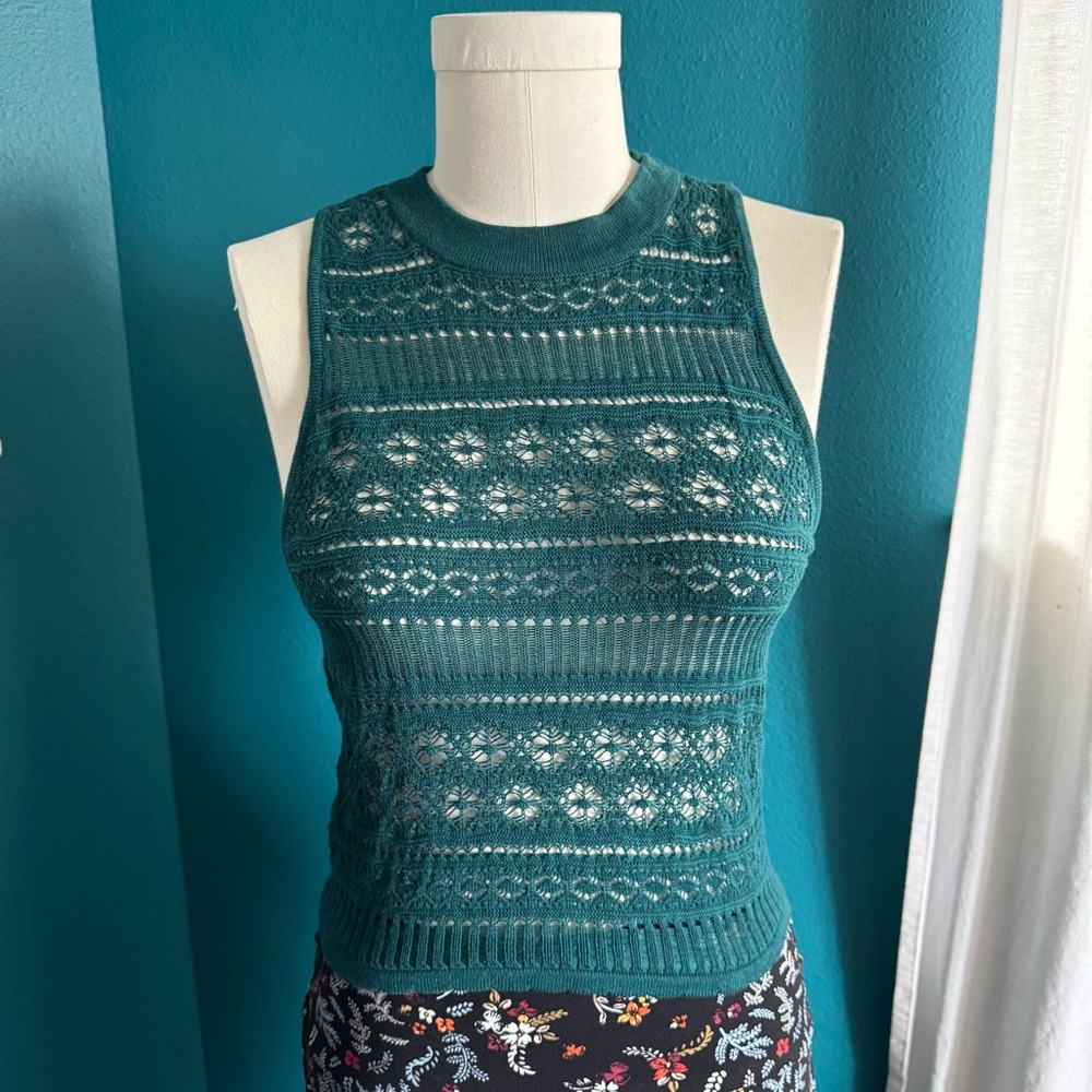 Forever 21 Green Lace Knit Tank Top